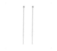 SanKristo Boucles D'Oreilles à Clous En Argent Sterling 925 Avec ChaîNe à Perles Rondes Pour Femmes, Boucles D'Oreilles à Clous HypoallergéNiques Et Scintillantes, Cadeau Bijou Pour Elle, Or Blanc