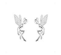 SanKristo Boucles D'oreilles Asymétriques en Argent Sterling 925 avec Diamants pour Femmes, Boucles D'oreilles Hypoallergéniques avec Zircone Cubique Scintillante, Argent
