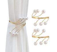 SanKristo embrasses de Rideaux 2 pièces, Courroie métallique sans Perforation, Taille Ajustable avec décoration de Perles Multicouches, Accessoires pour embrasses Rideaux Solides et durables