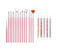 SanKristo Ensemble 20 Pièces Pinceau Ongle, Pinceau Nail Art + 5 Pièces Stylos à Double Pointe pour Pois, Professionnel Kit Pinceaux Nail Art Ongles pour DIY, Professionnel Kit Pinceau Stylos Onglesx