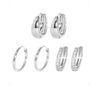 SanKristo Ensemble De 3 Paires De Boucles D'Oreilles CréOles En Acier Inoxydable 316l, Boucles D'Oreilles HypoallergéNiques Avec Zircone Cubique Pour Femmes, Bijoux Cadeaux, Argent (10 mm)