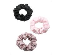 SanKristo Lot de 3 Chouchous Cheveux Femme Soie 19 Mommes 100% Pure Soie Mûrier Naturelle 3.5 CM Gros Elastique Cheveux Doux Luxueux Élégant Accessoire Sleepy Tie Cadeau Fille, Rose A/Rose B/Noir