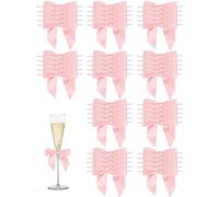 SanKristo Lot de 50 Nœuds Petit Mini Satin Cadeaux de Noël, Clear Twist Tie Angle Shape End pour Emballage Cadeaux, Bricolage, Sapin de Noël, Décoration de Mariage, Rose