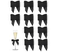 SanKristo Lot de 50 Nœuds Petit Mini Satin Cadeaux de Noël, Clear Twist Tie Angle Shape End pour Emballage Cadeaux, Bricolage, Sapin de Noël, Décoration de Mariage, Noir