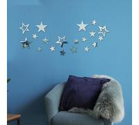SanKristo Miroir Stickers Muraux Étoile, 19Pcs Autocollant Mural Amovible 3D en Miroir Acrylique Adhésif, Décoration Enfantine pour Chambre, Salon et Bureau