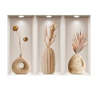 SanKristo Vase en 3D Stickers Muraux 3 PCS, Autocollants D'art Mural Décoration Murale de Chambre Décalque Mural de Vase, Salon Chambre à Coucher Cuisine Salle de Bain Décoration Murale 50 X 23CM