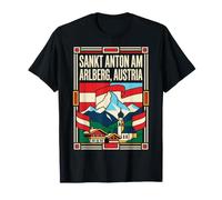 Sankt Anton Drapeau Autriche Village Alpin Montagnes Art rétro T-Shirt