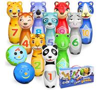 Sanlebi Jeu de Quille Enfant avec 2 Balles en Mousse 10 Broches Jouet Exterieur Intérieur Enfant 3 4 Ans