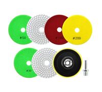 SANLEETEK Disque Polissage Diamant - 6 Pièces Tampon Polissage Diamant 100mm Grain 30x2/50x2/100/200 avec M14 Support Pads+Adaptateur pour Granit Marbre Pierre Artificielle Quartz
