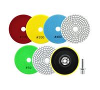 SANLEETEK Disque Polissage Diamant - 6 Pièces Tampon Polissage Diamant 100mm Grain 50x2/100/200/400/800 avec M14 Support Pads+Adaptateur pour Granit Marbre Pierre Artificielle Quartz