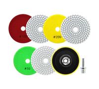 SANLEETEK Disque Polissage Diamant - 6 Pièces Tampon Polissage Diamant 100mm Grain 50x2/100x2/200x2 avec M14 Support Pads+Adaptateur pour Granit Marbre Pierre Artificielle Quartz