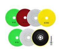 SANLEETEK Disque Polissage Diamant - 6 Pièces Tampon Polissage Diamant 100mm Grain 50x3/100x2/200 avec M14 Support Pads+Adaptateur pour Granit Marbre Pierre Artificielle Quartz