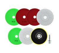 SANLEETEK Disque Polissage Diamant - 6 Pièces Tampon Polissage Diamant 100mm Grain 50x3/100x3 avec M14 Support Pads+Adaptateur pour Granit Marbre Pierre Artificielle Quartz