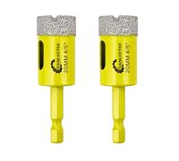 SANLEETEK Foret Diamant Sec Set - 2 pièces 20mm Trépan Diamant avec Queue à Changement Rapide pour Marbre Granit Céramique Porcelaine Carrelage Grès Quartz