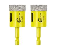 SANLEETEK Foret Diamant Sec Set - 2 pièces 25mm Trépan Diamant avec Queue à Changement Rapide pour Marbre Granit Céramique Porcelaine Carrelage Grès Quartz