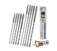 SANLEETEK Forets Béton SDS PLUS - 10PCS 160mm+210mm Forets à Marteau Forets SDS Plus Foret à Pierre pour Maçonnerie Brique Granit Bloc de Béton Diamètre 5 * 2+6 * 2+8 * 2+10 * 2+12 * 2