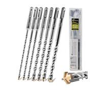 SANLEETEK Forets Béton SDS PLUS - 7PCS 160mm Forets à Marteau Forets SDS Plus Foret à Pierre pour Maçonnerie Brique Granit Bloc de Béton Diamètre 5/6 * 2/8 * 2/10/12mm