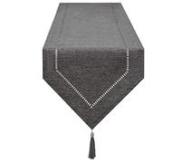 SANLEHAUSE Chemin de table en lin gris foncé 32 x 275 cm, de haute qualité, simple et moderne, facile d'entretien, pour table à manger, restaurant
