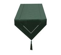 SANLEHAUSE Chemin de table en lin - Vert foncé - 32 x 275 cm - Aspect lin - De qualité supérieure - Moderne - Facile d'entretien - Table à manger, restaurant - Décoration