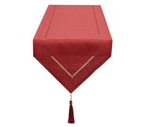 SANLEHAUSE Chemin de table lisse et moderne en lin rouge facile d'entretien pour table de salle à manger, table basse, restaurant, décoration 32 x 275 cm