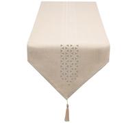 SANLEHAUSE Chemin de Table Moderne Beige 40 x 180 cm en Lin, Chemin de Table Design Creux, Uni, élégant, Facile d'entretien, Chemin de Table pour Table à Manger, Table Basse, Restaurant, Décoration