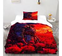 SanLiLLohKi Chevalier Rose Housse De Couette 2 Pièces Aesthetic Pastoral Humans Housse De Couette Imprimée Et 1 Taie d'oreiller Single（135x200cm）