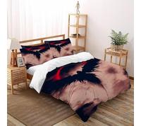 SanLiLLohKi Halo Rouge Ange Noir Housse De Couette 3 Pièces Dark Flying Animal 3D Motif Imprimé Linge De Lit Microfibre pour Adulte Et Enfant avec 2 Taie d'oreiller Double（200x200cm）