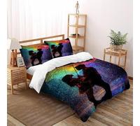 SanLiLLohKi Housse De Couette 3 Pièces Aesthetic HumanRain Ensemble Literie Microfibre Adulte avec Fermeture Éclair 2 Taie d'oreiller Double（200x200cm）