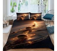 SanLiLLohKi Housse De Couette 3 Pièces Cosmos CosmicObjects 3D Motif Imprimé Ensemble Literie Microfibre pour Adulte Et Enfant avec Taies d'oreiller King（220x240cm）