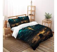 SanLiLLohKi Housse De Couette 3 Pièces Fantasy HumanSky 3D Motif Imprimé Ensemble Literie Microfibre Adulte avec Fermeture Éclair Et Taies d'oreiller Super King（260x220cm）