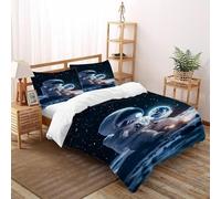 SanLiLLohKi Housse De Couette 3 Pièces Starry Sky Theme Imprimé De Couvre-Lit Microfibre pour Adulte Et Enfant avec 2 Taie d'oreiller Super King（260x220cm）