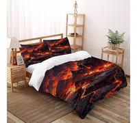 SanLiLLohKi Housse De Couette 3 Pièces Volcano Volcanic Landscape Imprimé De Couvre-Lit Microfibre pour Adulte Et Enfant avec 2 Taie d'oreiller Super King（260x220cm）
