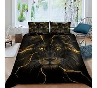 SanLiLLohKi Lion Lightning Housse De Couette 3 Pièces Thèmes Animaux Faune Sauvage Housse De Couette Imprimée Et 2 Taie d'oreiller King（220x240cm）