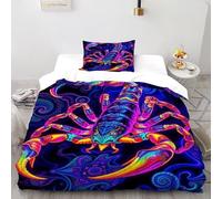 SanLiLLohKi Nébuleuse du Scorpion Housse De Couette 2 Pièces Neon DesertAnimal Parure De Lit Microfibre pour Adulte Et Enfant avec Fermeture Éclair E Taies d'oreiller Single（135x200cm）