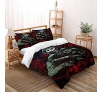 SanLiLLohKi Soldat crâne Mission Housse De Couette 3 Pièces 3D Motif Imprimé Gothic Themes Linge De Lit Microfibre Adulte avec Fermeture Éclair Et Taies d'oreiller Super King（260x220cm）
