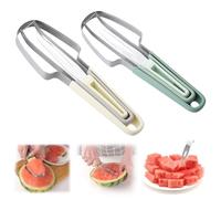 SANLIUSANJIU 2 Pcs Coupe-Pastèque 3 en 1, Fourchette Couper Les Fruits PastèQue, Trancheuse Fruits 3 En 1 En Acier Inoxydable, Outil Coupe PastèQue D'éTé, Pour PastèQue Fruit Du Dragon Etc.