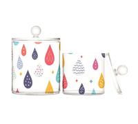 sanluoli Art Asthetic Lot de 2 boîtes de rangement colorées en plastique transparent avec couvercle pour cotons-tiges, cotons-tiges, cure-dents, trombones