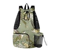 sanluoli Boho Bird Sac à cordon de serrage pour homme et femme avec poches intérieures Séparation sèche humide Vert