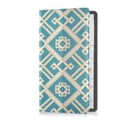 sanluoli Boîte à gants plate à motif géométrique à angle droit en cuir bleu pour carte grise et assurance de voiture pour cartes, documents essentiels, permis de conduire