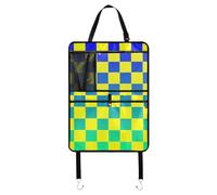 sanluoli Buffalo - Protections de siège arrière de voiture - Jaune/bleu/vert dégradé - Support pour tablette - Organiseur de siège arrière pour enfant