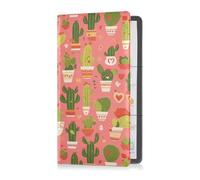 sanluoli Cactus French Art Saint Valentin Cuir Premium Immatriculation et Carte d'Assurance Porte-Carte Essentiel Portefeuille pour Cartes, Permis de Conduire Document Essentiel