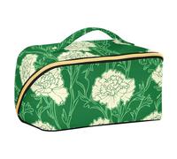 sanluoli Carnation Lace Grass Green Cosmetic Bag with dividers Waterproof Cosmetic Bags With Zipper Travel Size Accessories