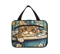 sanluoli Cartoon Bengal Cats Retro Bath Hanging Travel Makeup Bags with Hook Designer Unisex Toitry Bags for women must hotel estuche de maquillaje para mujer, Baignoire rétro motif chats du Bengale