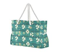 sanluoli Clover Sac fourre-tout portable à rayures vertes pour l'école avec poches latérales Sac fourre-tout imperméable pour la plage, l'école et le travail