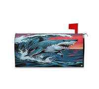 sanluoli Couverture magnétique décorative pour boîte aux lettres Patricks - Motif requin en colère - Taille standard - 52,8 x 64,5 cm