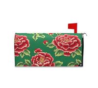 sanluoli Couverture magnétique pour boîte aux lettres de style chinois avec fleurs vertes et rouges pour Halloween, 52,8 x 64,5 cm