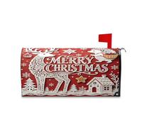 sanluoli Couverture magnétique pour boîte aux lettres de style nordique avec motif cerf et joyeux Noël, 45,7 x 52,6 cm