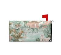 sanluoli Couvertures magnétiques décoratives pour boîte aux lettres Mardi Fun Autumn - Motif paysage chinois - Rose et vert - 52,8 x 64,5 cm