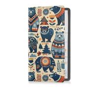 sanluoli Ethtic Tribe Totem Bears - Porte-carte d'immatriculation et d'assurance en cuir de qualité supérieure pour cartes, documents essentiels, permis de conduire - Documents du véhicule