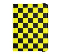 sanluoli Étui de protection ultra fin en cuir pour passeport et carte de vaccin Motif écossais Noir/jaune